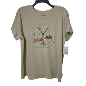 Lucky Brand Alfalfa Green Extra Dirty Martini Graphic Tee Shirt Size L NWT